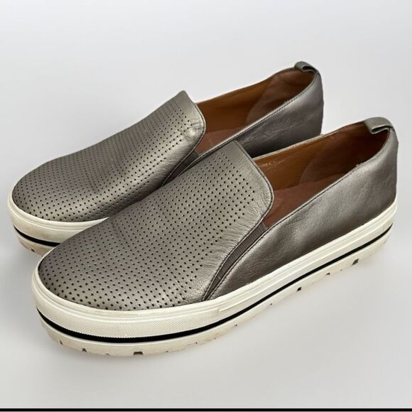 Halogen Sneaker Womens Metallic Silver Slip On Gray Platform Shoes Size 8 - Picture 1 of 8